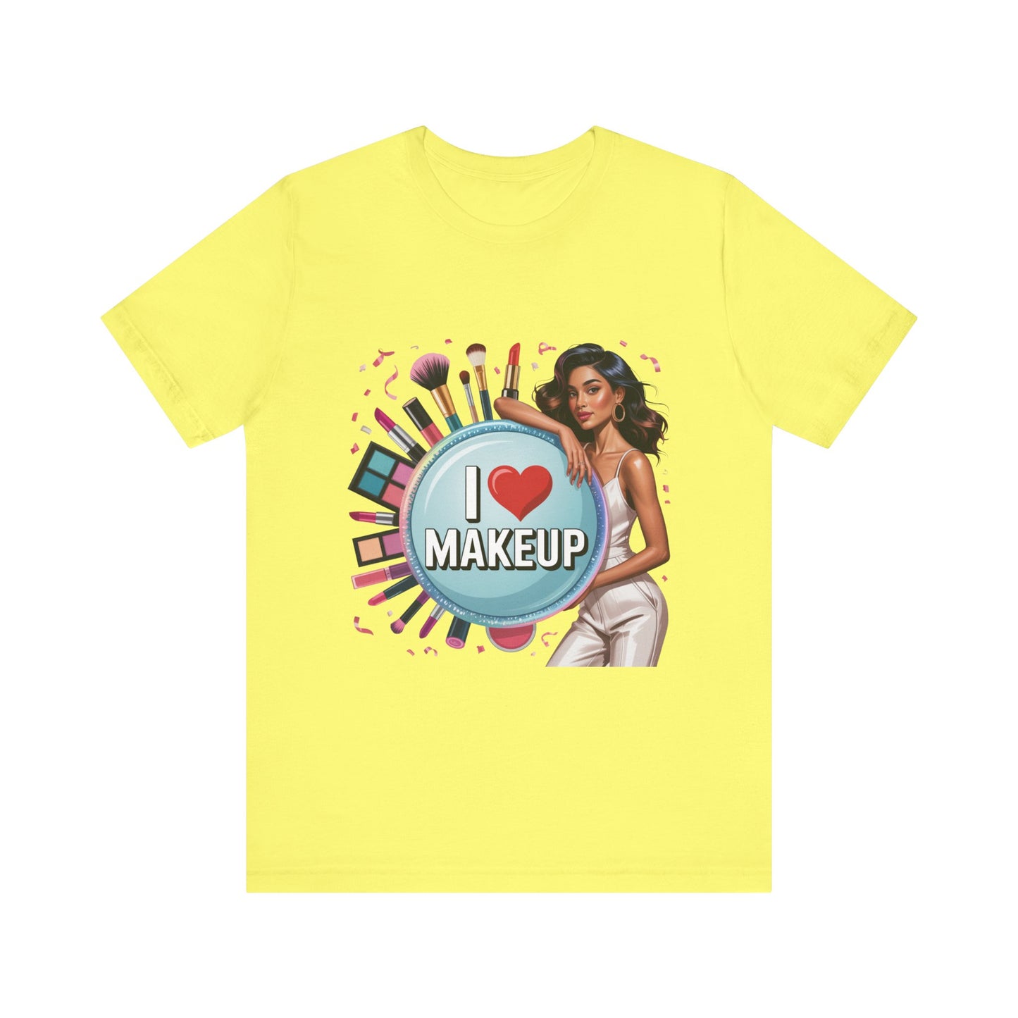 Makeup Lovers Tee, I Love Makeup Shirt, Beauty Enthusiast Gift, Fashionable Short Sleeve Shirt, Ideal for Makeup Artists, Birthday Gift