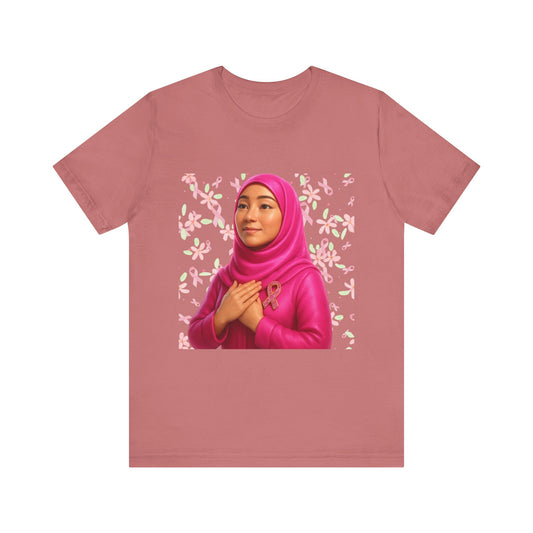 Inspirational Pink Hijab Tee, Breast Cancer Awareness Shirt, Faith & Hope Unisex T-Shirt, Modest Fashion Top, Gift for Her