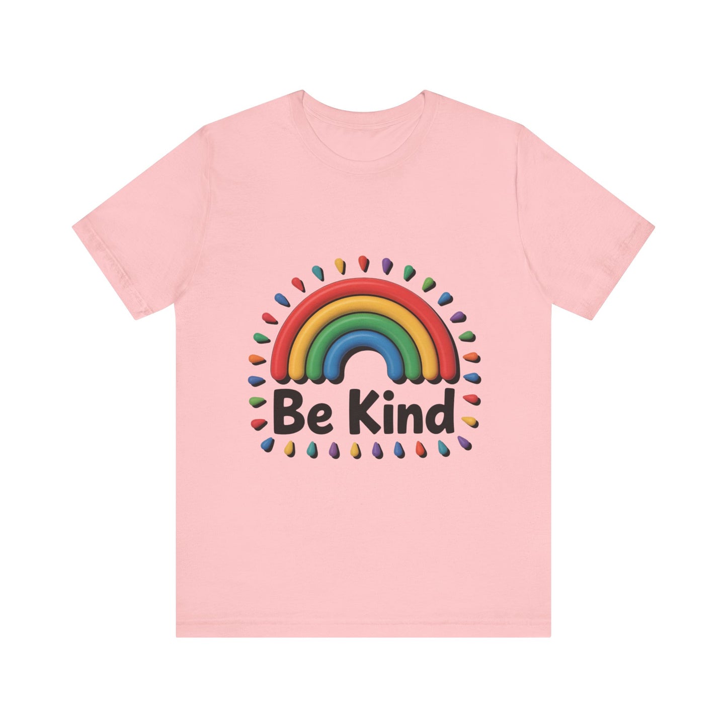 Be Kind Rainbow Tee - Unisex Jersey Short Sleeve T-Shirt, Casual Wear, Gifts for Friends, Positive Vibes, Everyday Apparel, Rainbow Shirt