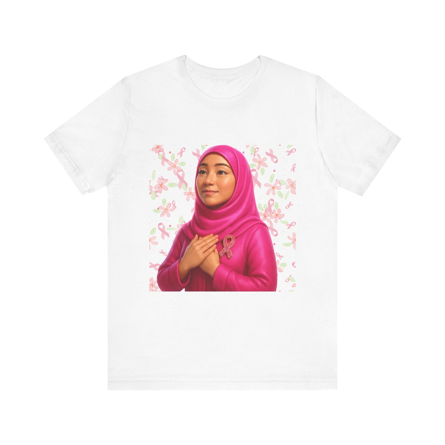 Inspirational Pink Hijab Tee, Breast Cancer Awareness Shirt, Faith & Hope Unisex T-Shirt, Modest Fashion Top, Gift for Her