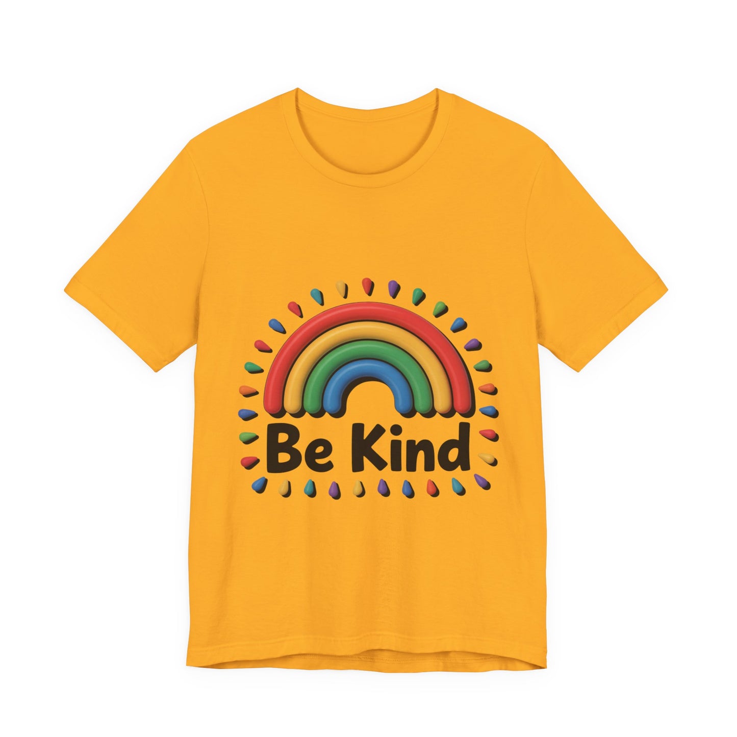 Be Kind Rainbow Tee - Unisex Jersey Short Sleeve T-Shirt, Casual Wear, Gifts for Friends, Positive Vibes, Everyday Apparel, Rainbow Shirt