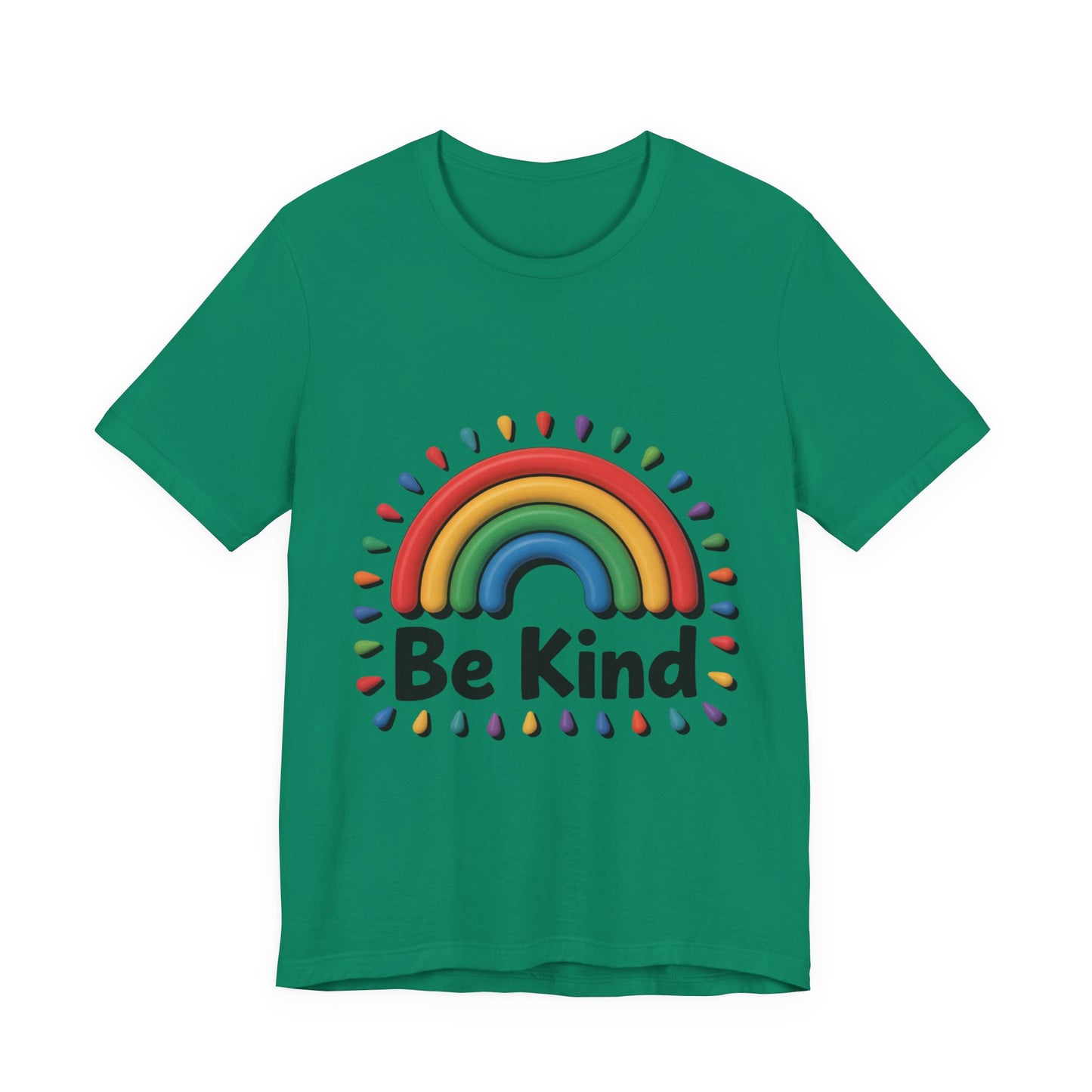 Be Kind Rainbow Tee - Unisex Jersey Short Sleeve T-Shirt, Casual Wear, Gifts for Friends, Positive Vibes, Everyday Apparel, Rainbow Shirt