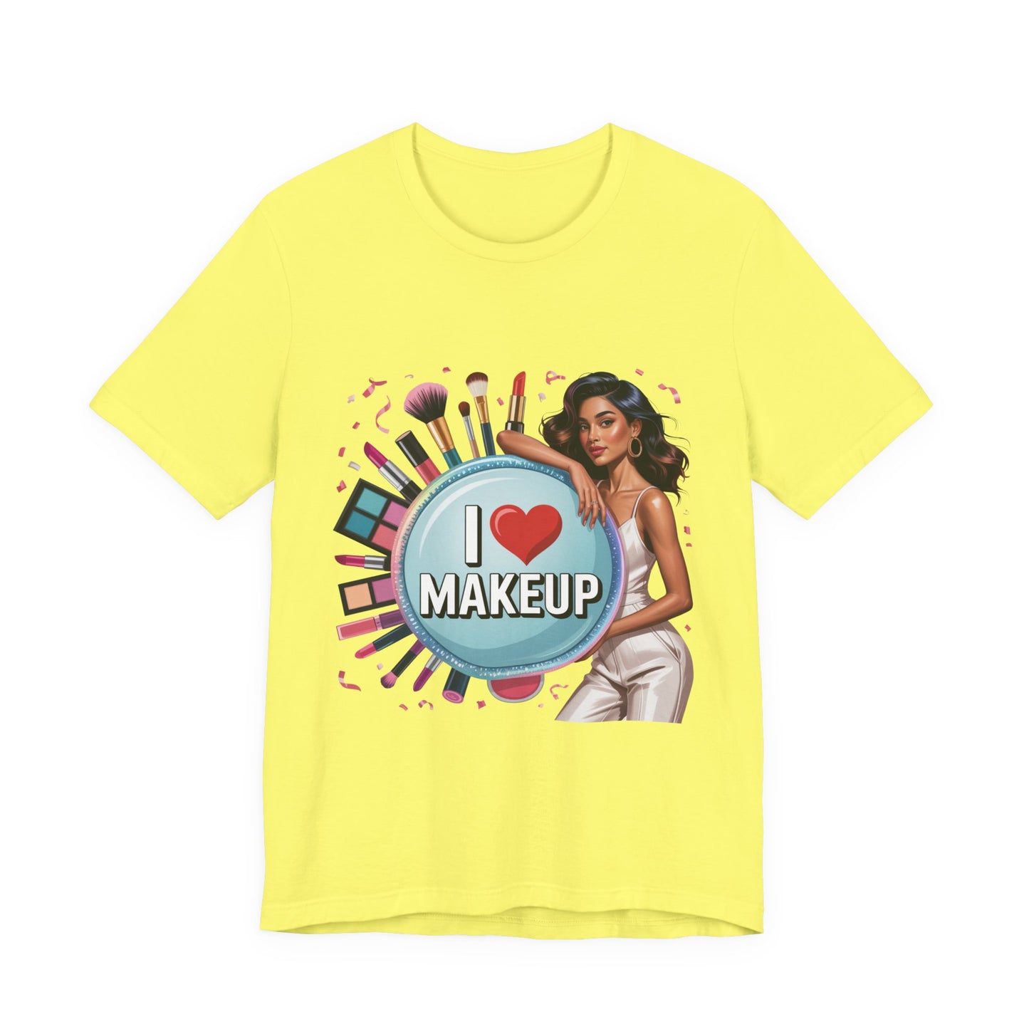 Makeup Lovers Tee, I Love Makeup Shirt, Beauty Enthusiast Gift, Fashionable Short Sleeve Shirt, Ideal for Makeup Artists, Birthday Gift