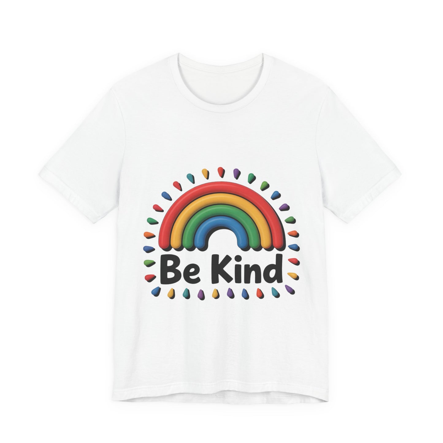Be Kind Rainbow Tee - Unisex Jersey Short Sleeve T-Shirt, Casual Wear, Gifts for Friends, Positive Vibes, Everyday Apparel, Rainbow Shirt