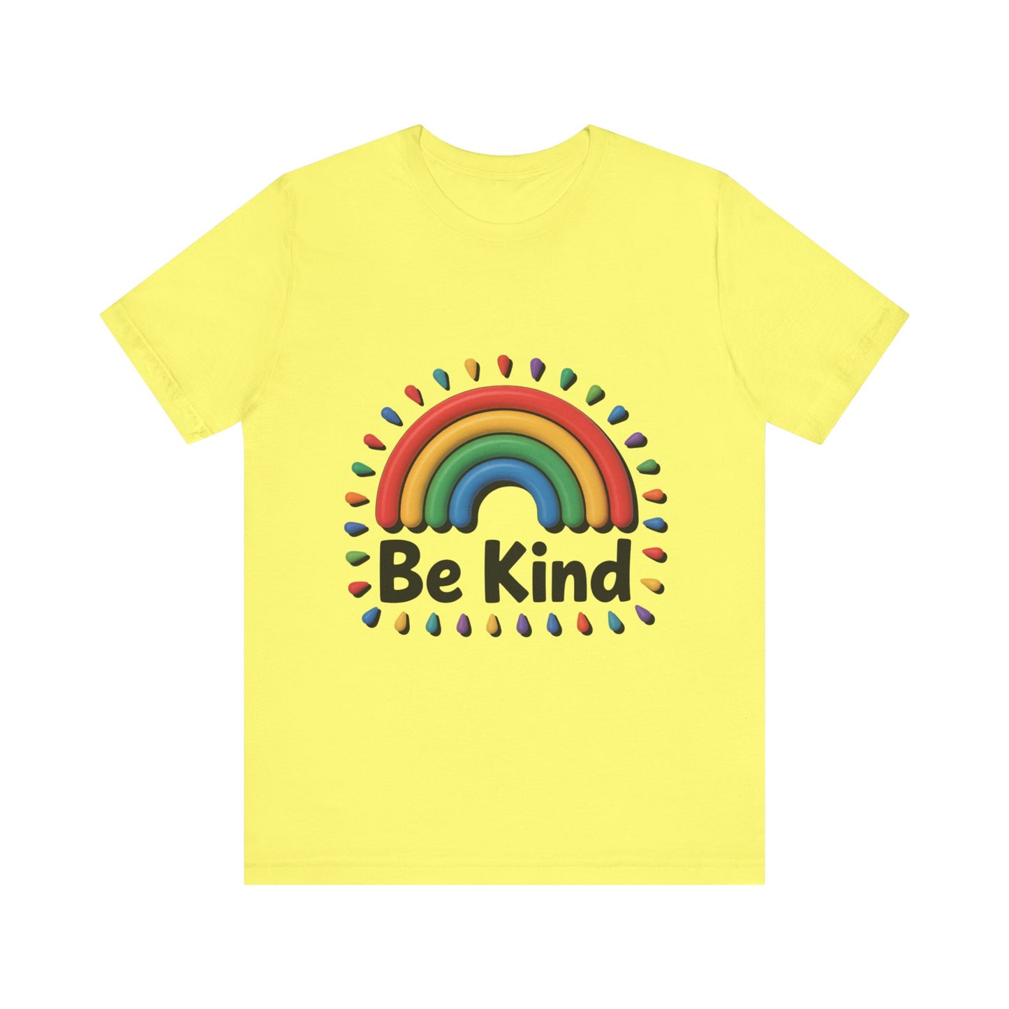 Be Kind Rainbow Tee - Unisex Jersey Short Sleeve T-Shirt, Casual Wear, Gifts for Friends, Positive Vibes, Everyday Apparel, Rainbow Shirt