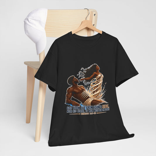 Christian Faith T-Shirt – 'God Took Eve From Adam's Side' Biblical Couple Tee