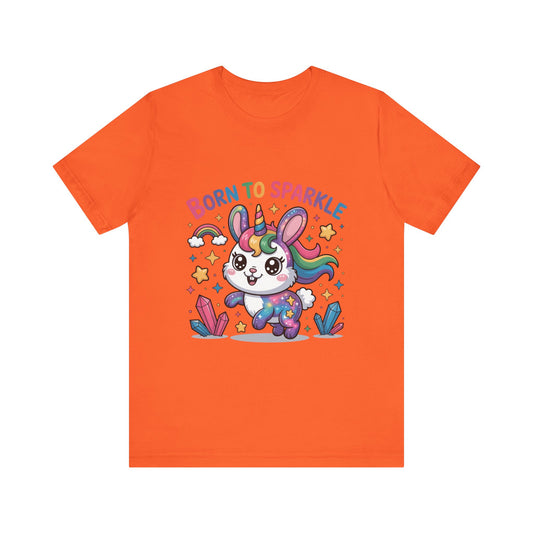 Born to Sparkle Bunny Tee, Cute Animal T-Shirt, Unisex Fun Shirt, Rainbow Graphic Tee, Kids & Adults Gift, Birthday Party Outfit