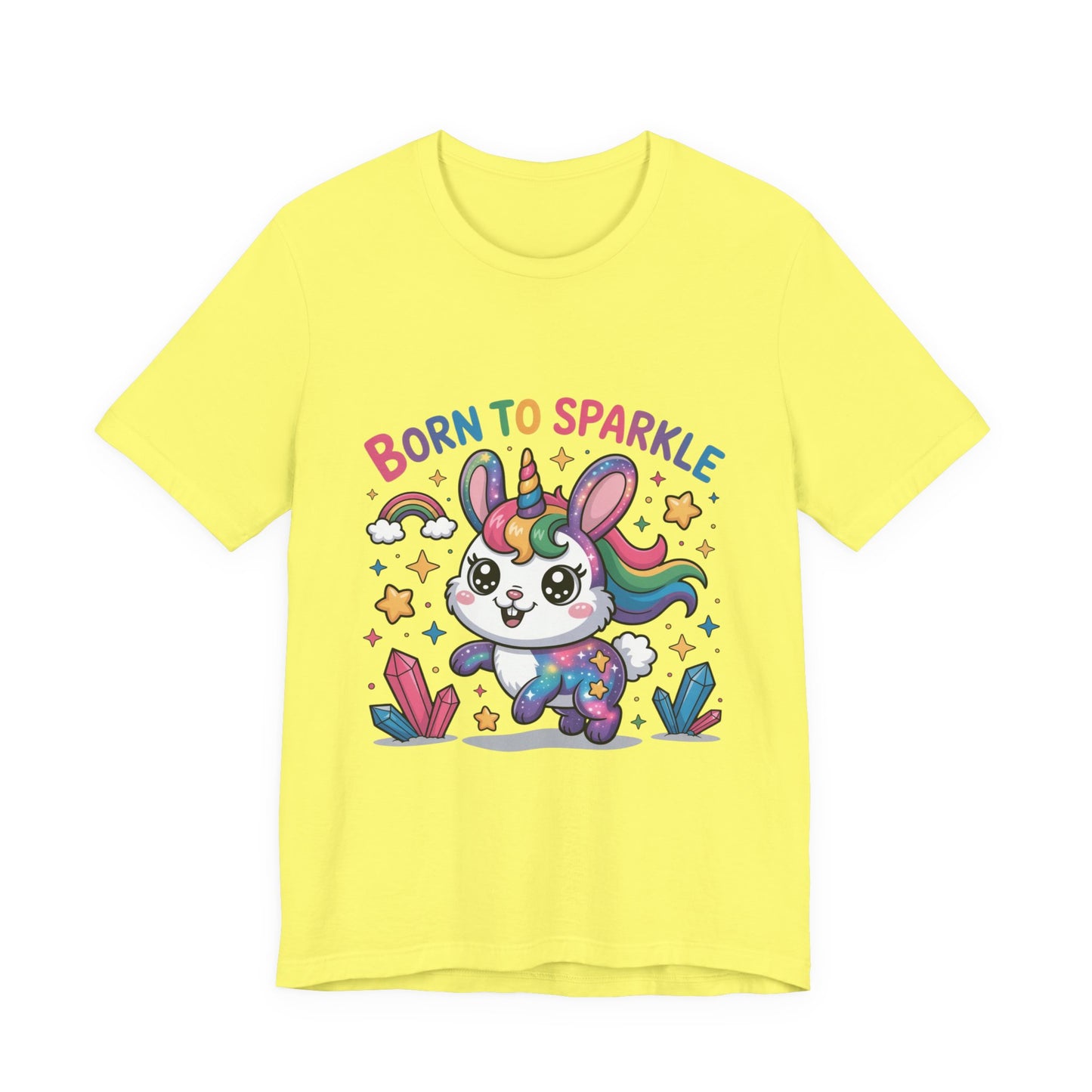Born to Sparkle Bunny Tee, Cute Animal T-Shirt, Unisex Fun Shirt, Rainbow Graphic Tee, Kids & Adults Gift, Birthday Party Outfit
