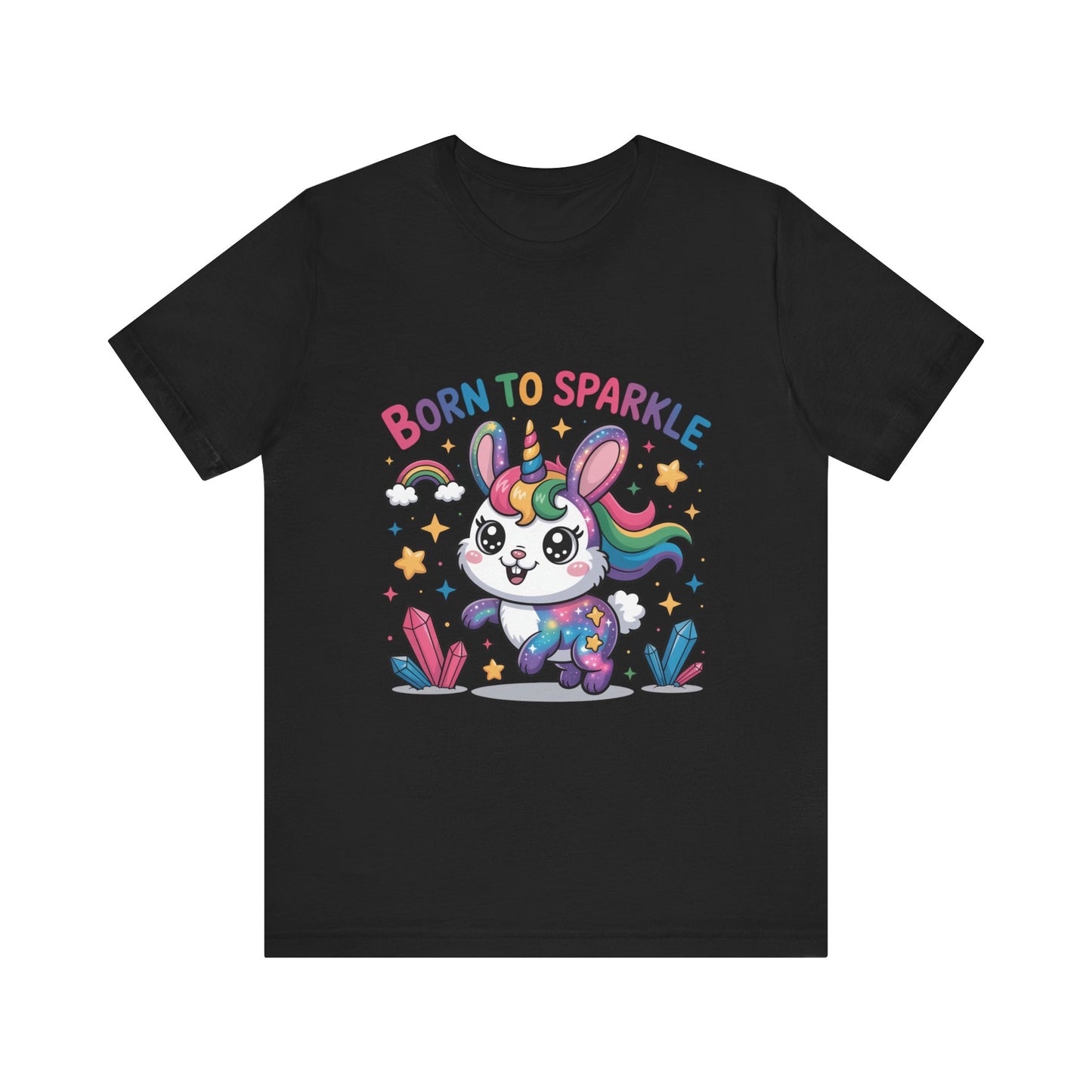 Born to Sparkle Bunny Tee, Cute Animal T-Shirt, Unisex Fun Shirt, Rainbow Graphic Tee, Kids & Adults Gift, Birthday Party Outfit