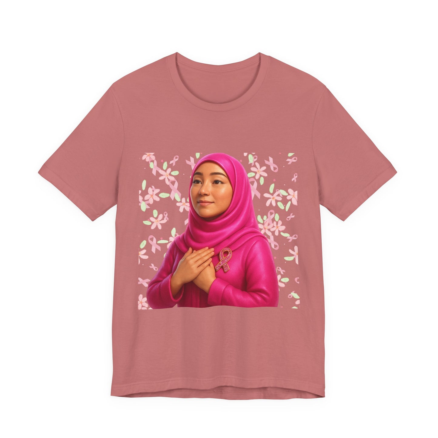 Inspirational Pink Hijab Tee, Breast Cancer Awareness Shirt, Faith & Hope Unisex T-Shirt, Modest Fashion Top, Gift for Her