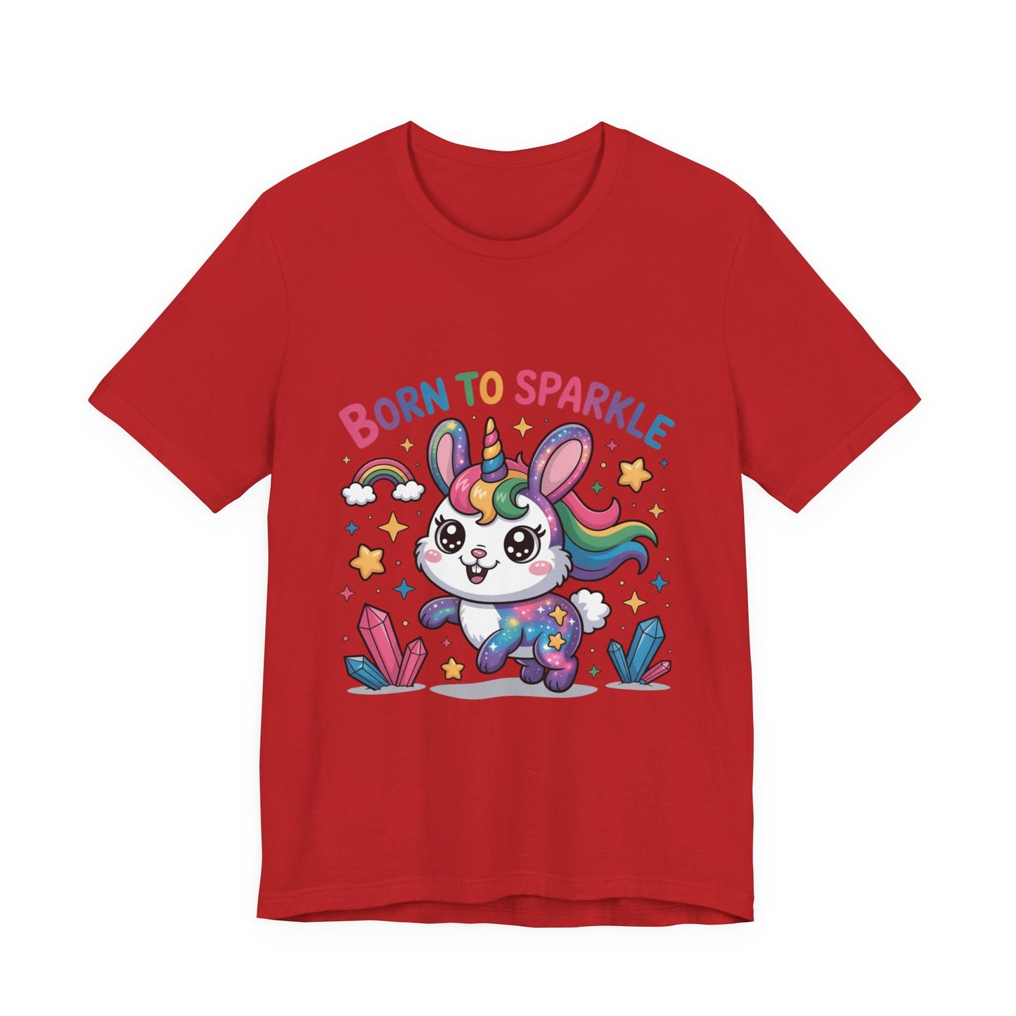 Born to Sparkle Bunny Tee, Cute Animal T-Shirt, Unisex Fun Shirt, Rainbow Graphic Tee, Kids & Adults Gift, Birthday Party Outfit
