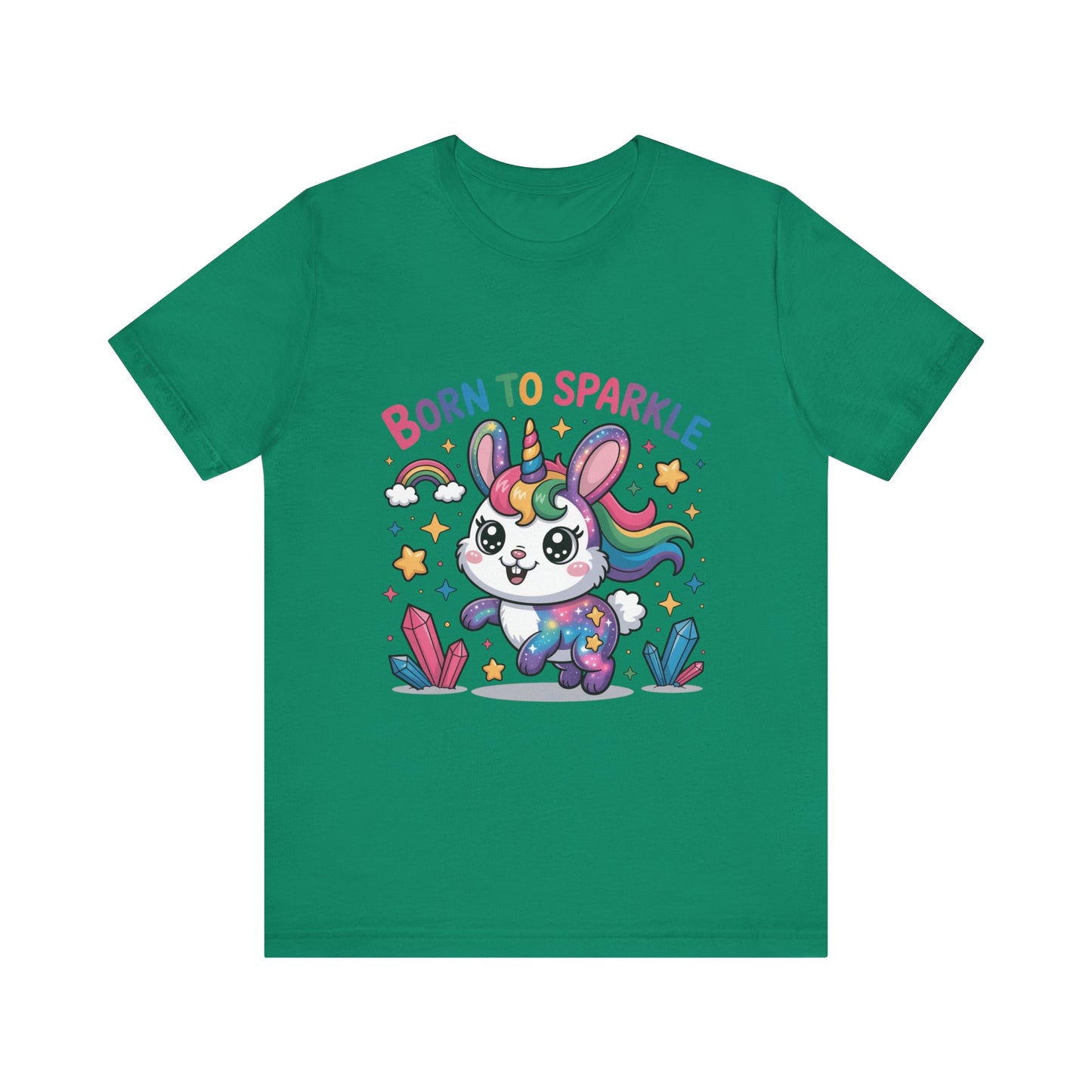 Born to Sparkle Bunny Tee, Cute Animal T-Shirt, Unisex Fun Shirt, Rainbow Graphic Tee, Kids & Adults Gift, Birthday Party Outfit