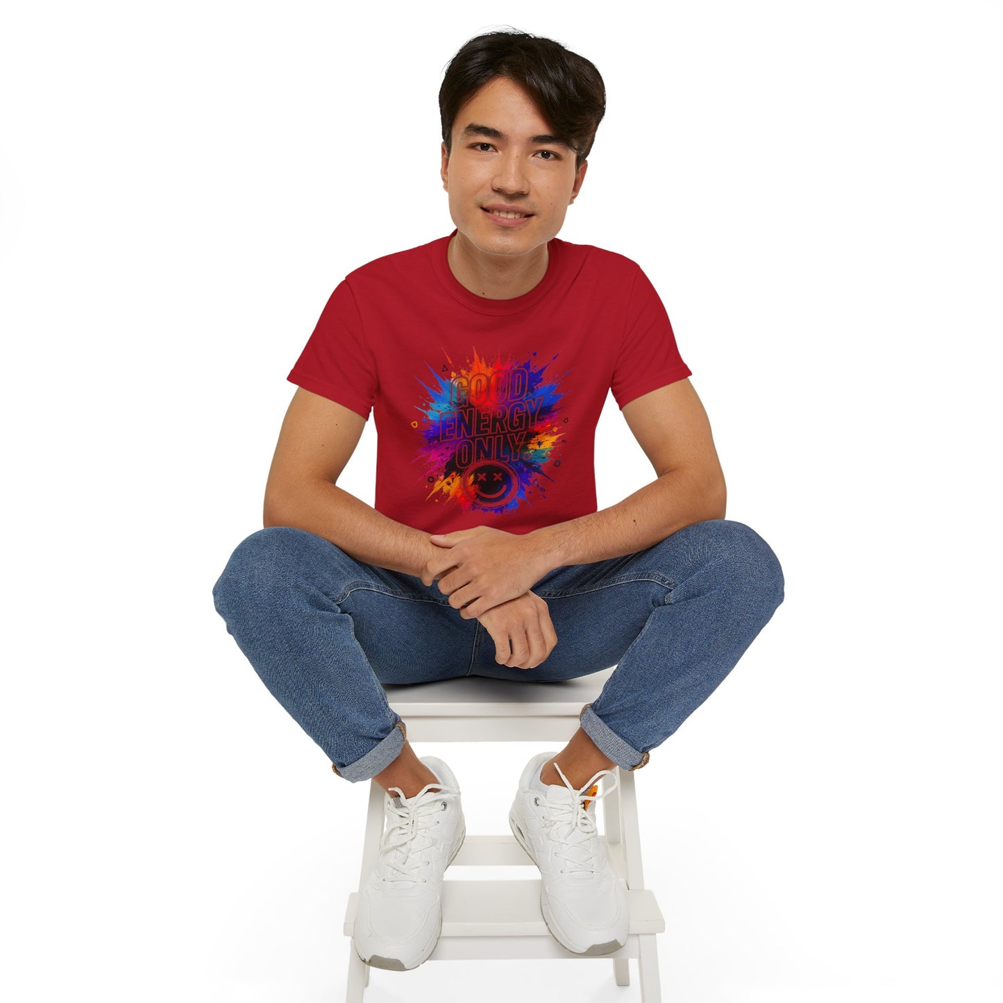 Good Energy Only T-Shirt — Colorful Splash Graphic Tee