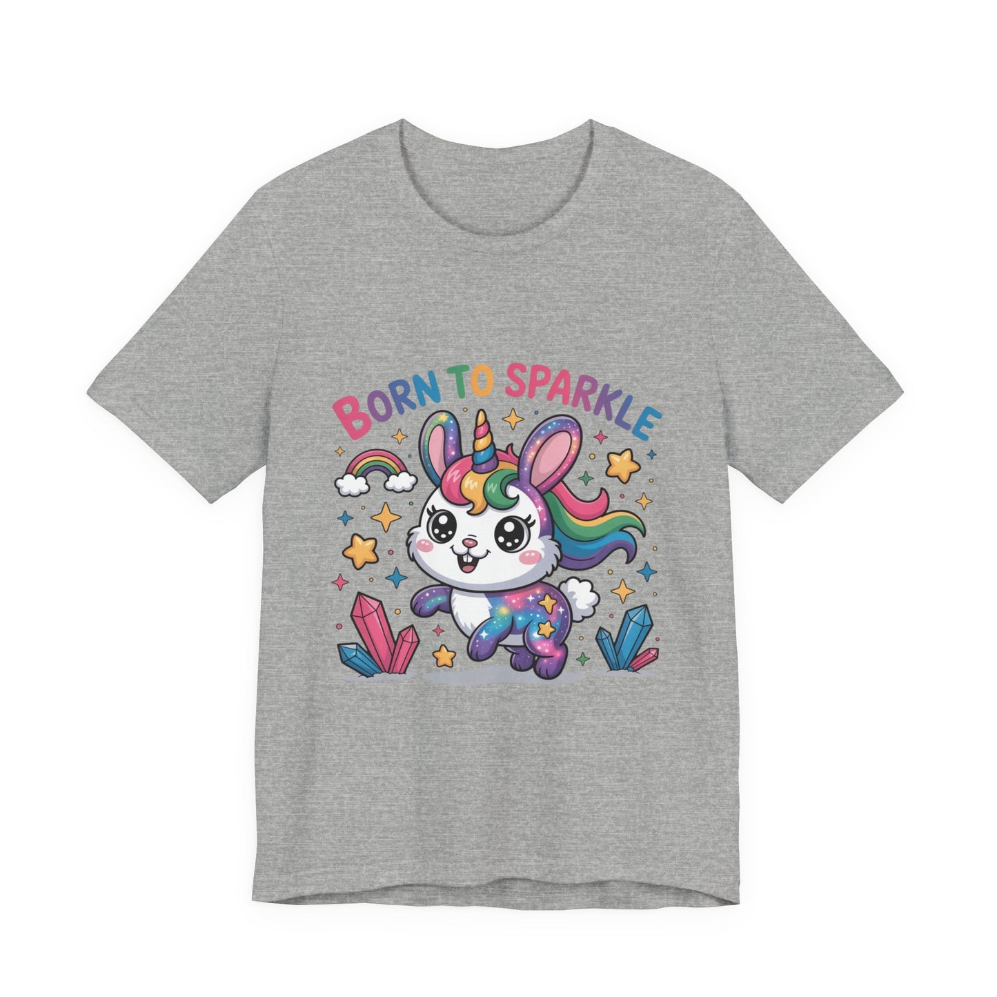 Born to Sparkle Bunny Tee, Cute Animal T-Shirt, Unisex Fun Shirt, Rainbow Graphic Tee, Kids & Adults Gift, Birthday Party Outfit