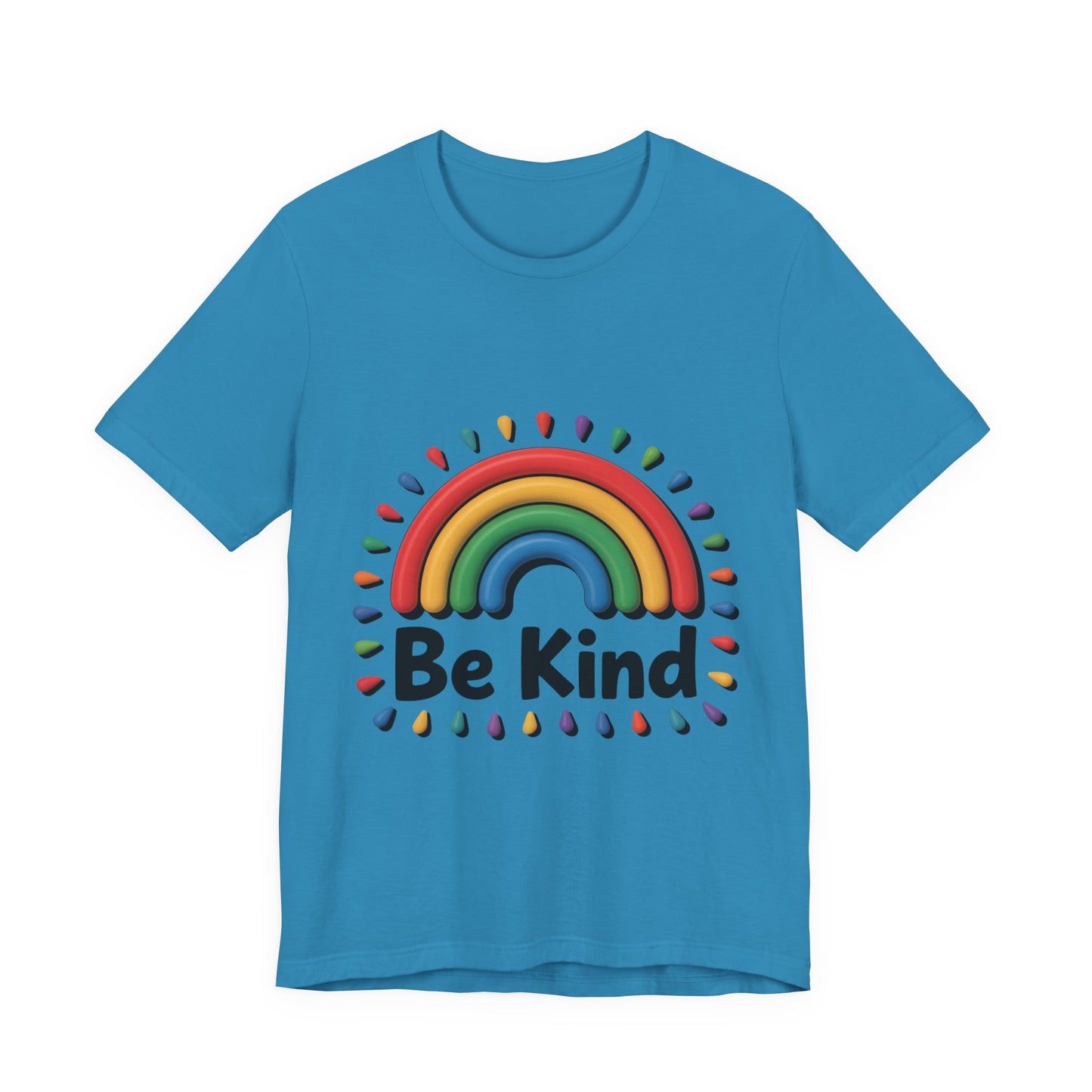 Be Kind Rainbow Tee - Unisex Jersey Short Sleeve T-Shirt, Casual Wear, Gifts for Friends, Positive Vibes, Everyday Apparel, Rainbow Shirt