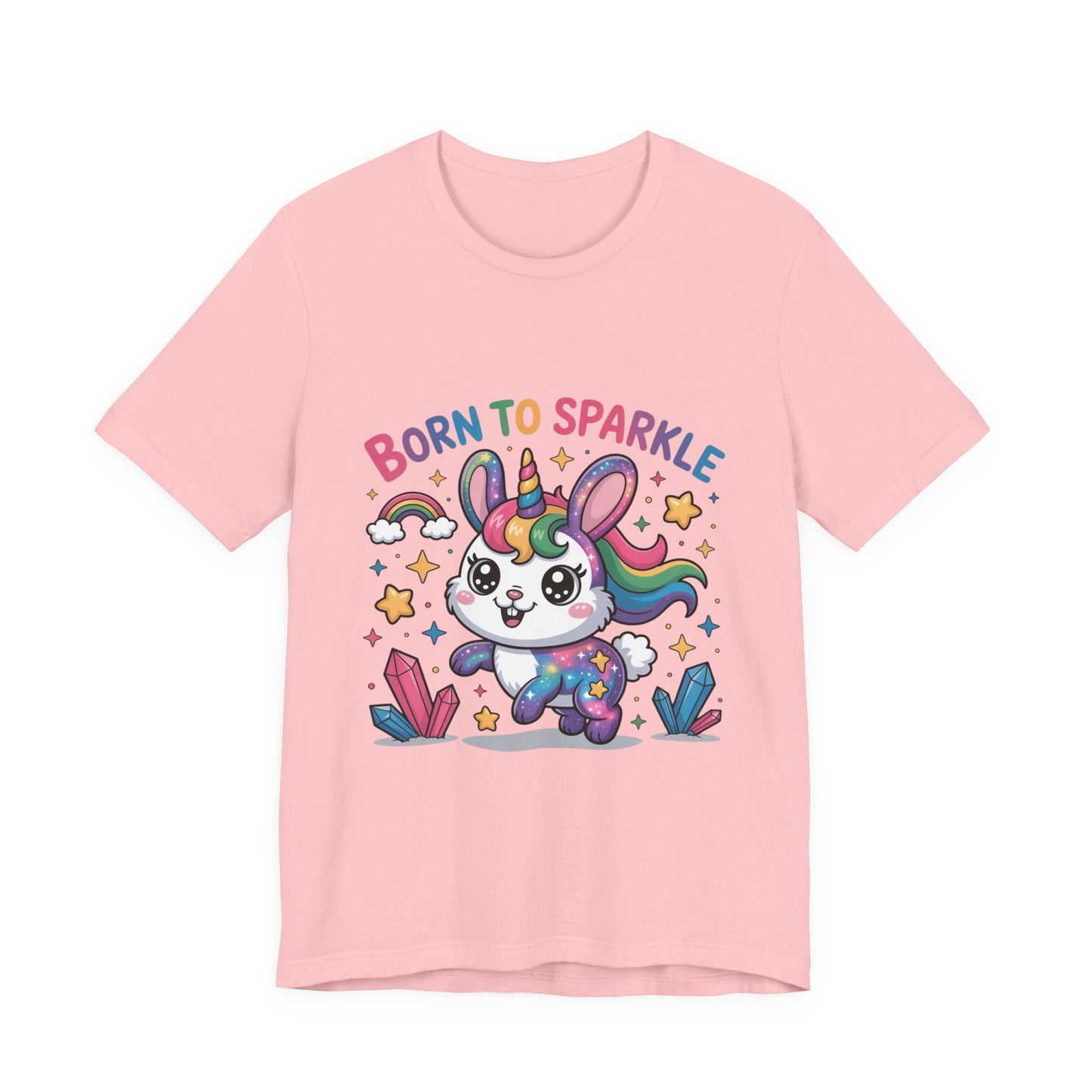 Born to Sparkle Bunny Tee, Cute Animal T-Shirt, Unisex Fun Shirt, Rainbow Graphic Tee, Kids & Adults Gift, Birthday Party Outfit