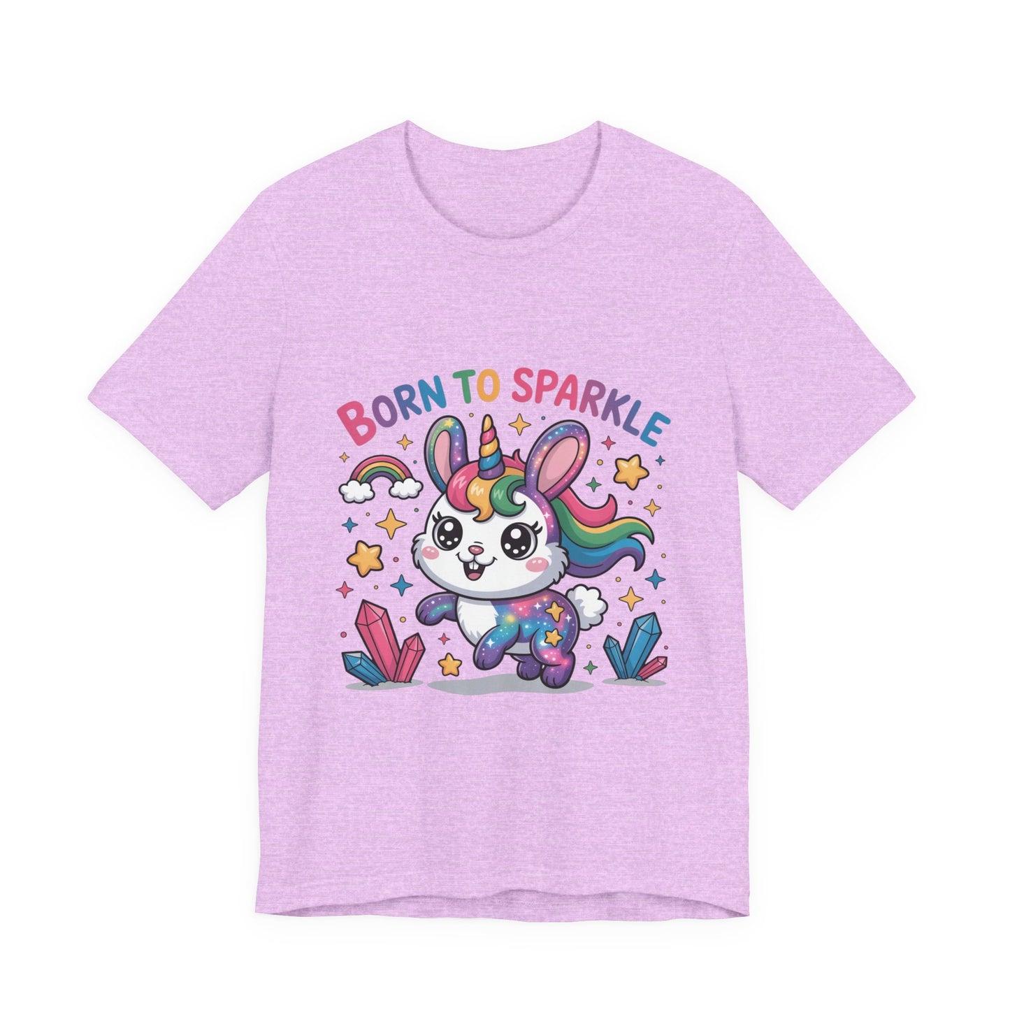 Born to Sparkle Bunny Tee, Cute Animal T-Shirt, Unisex Fun Shirt, Rainbow Graphic Tee, Kids & Adults Gift, Birthday Party Outfit