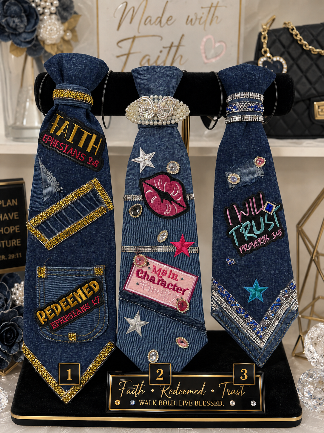 Handcrafted Denim Statement Ties