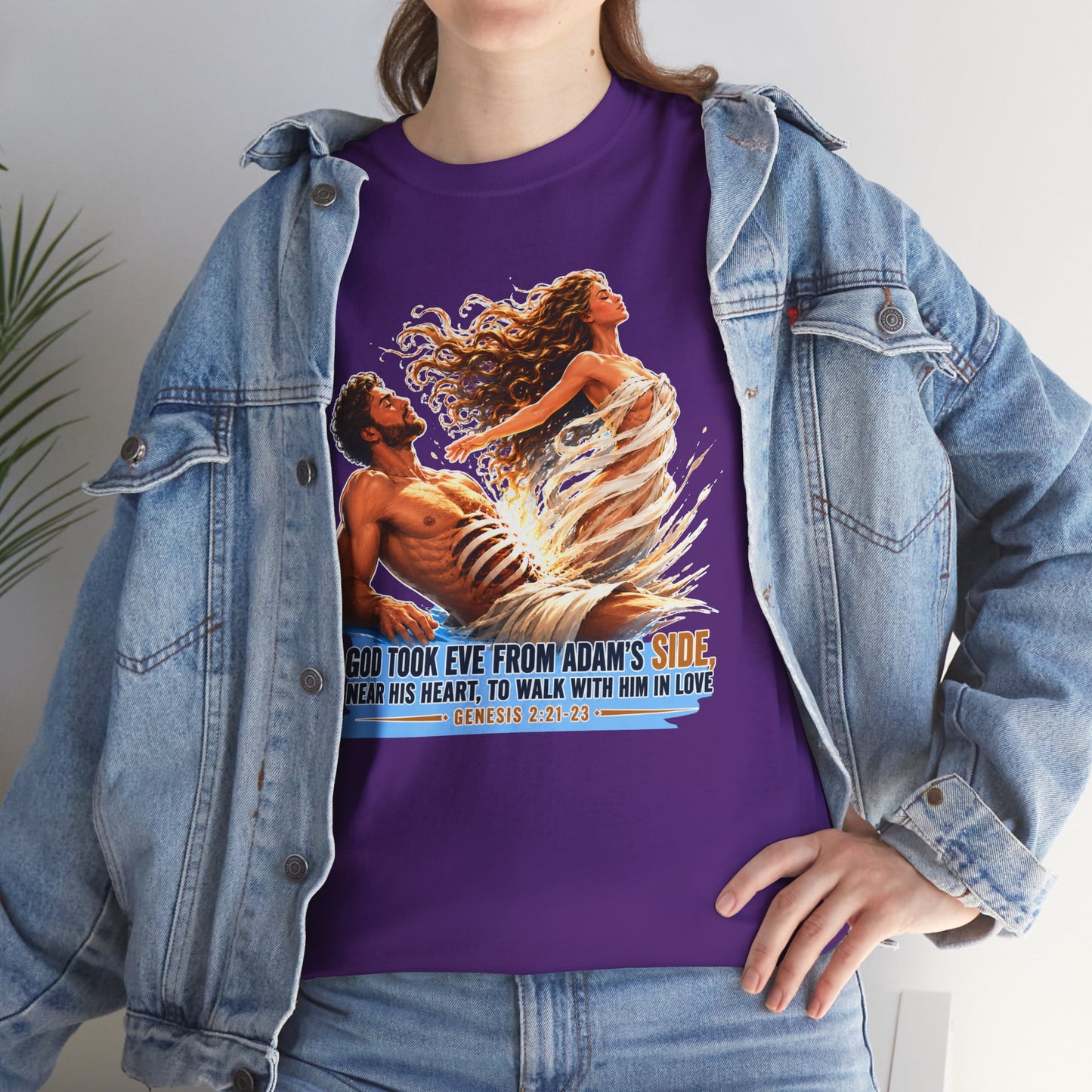 Biblical Adam & Eve Graphic Tee — "God Took Eve From Adam’s Side" Inspirational Christian T-Shirt