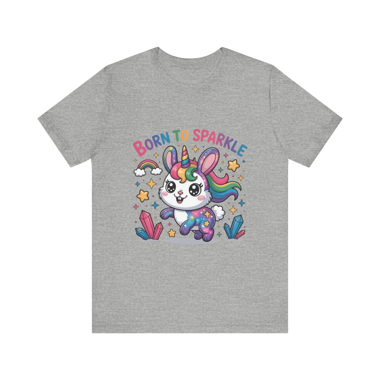 Born to Sparkle Bunny Tee, Cute Animal T-Shirt, Unisex Fun Shirt, Rainbow Graphic Tee, Kids & Adults Gift, Birthday Party Outfit