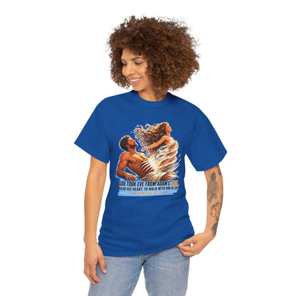 Biblical Adam & Eve Graphic Tee — "God Took Eve From Adam’s Side" Inspirational Christian T-Shirt