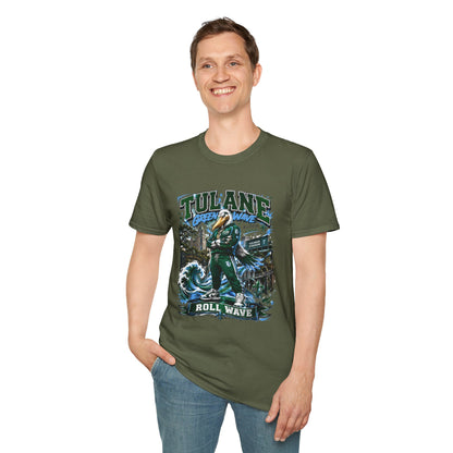 Tulane Green Wave T-Shirt – Collegiate Mascot 'Roll Wave' Fan Tee