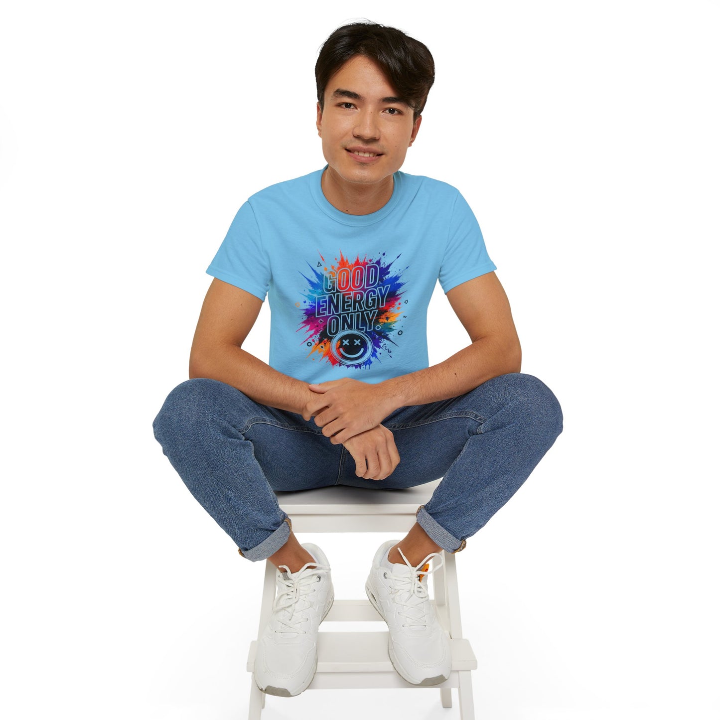 Good Energy Only T-Shirt — Colorful Splash Graphic Tee