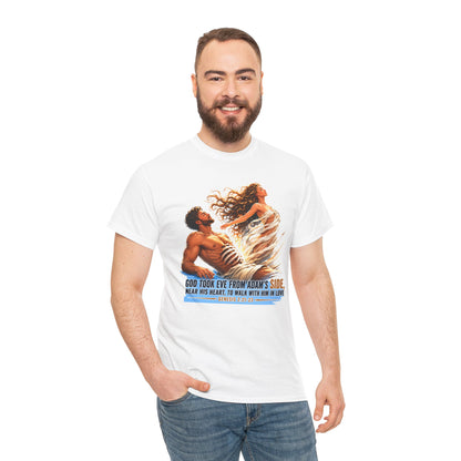 Biblical Adam & Eve Graphic Tee — "God Took Eve From Adam’s Side" Inspirational Christian T-Shirt