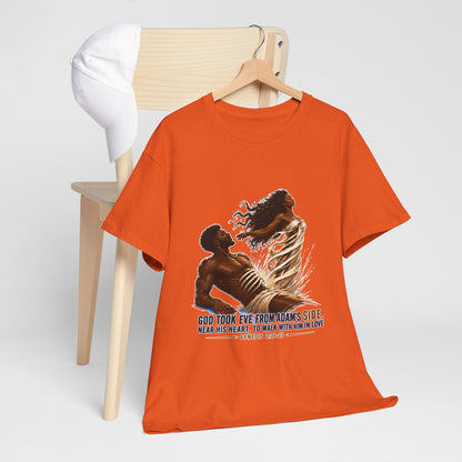 Christian Faith T-Shirt – 'God Took Eve From Adam's Side' Biblical Couple Tee