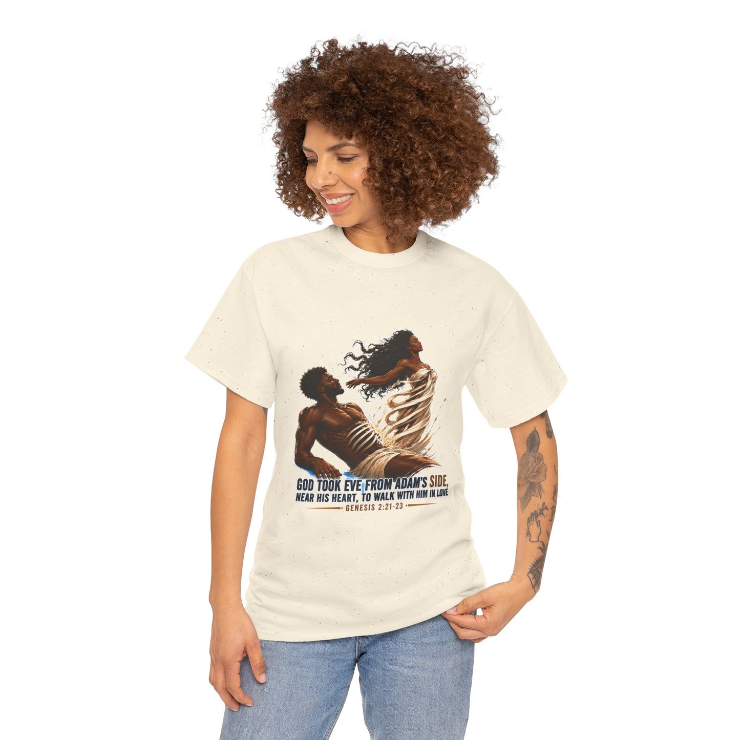 Christian Faith T-Shirt – 'God Took Eve From Adam's Side' Biblical Couple Tee