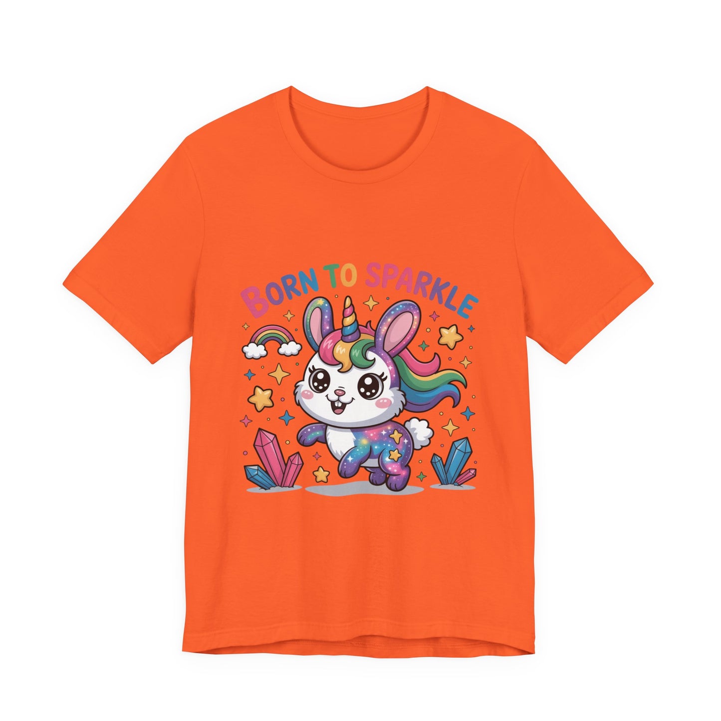 Born to Sparkle Bunny Tee, Cute Animal T-Shirt, Unisex Fun Shirt, Rainbow Graphic Tee, Kids & Adults Gift, Birthday Party Outfit