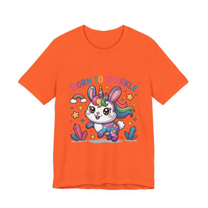Born to Sparkle Bunny Tee, Cute Animal T-Shirt, Unisex Fun Shirt, Rainbow Graphic Tee, Kids & Adults Gift, Birthday Party Outfit