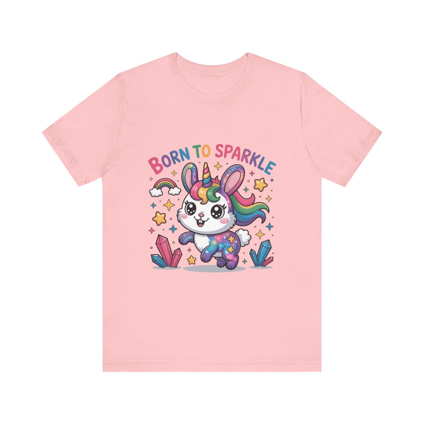 Born to Sparkle Bunny Tee, Cute Animal T-Shirt, Unisex Fun Shirt, Rainbow Graphic Tee, Kids & Adults Gift, Birthday Party Outfit