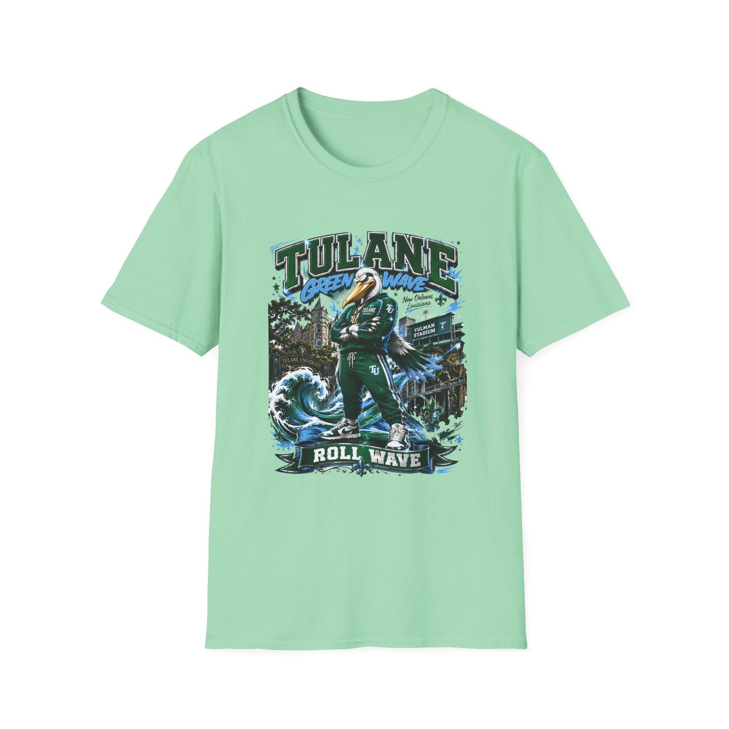 Tulane Green Wave T-Shirt – Collegiate Mascot 'Roll Wave' Fan Tee