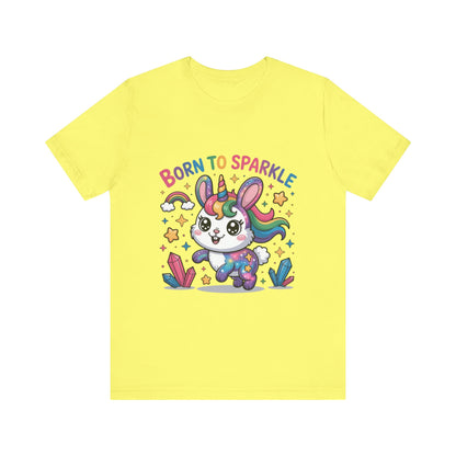 Born to Sparkle Bunny Tee, Cute Animal T-Shirt, Unisex Fun Shirt, Rainbow Graphic Tee, Kids & Adults Gift, Birthday Party Outfit
