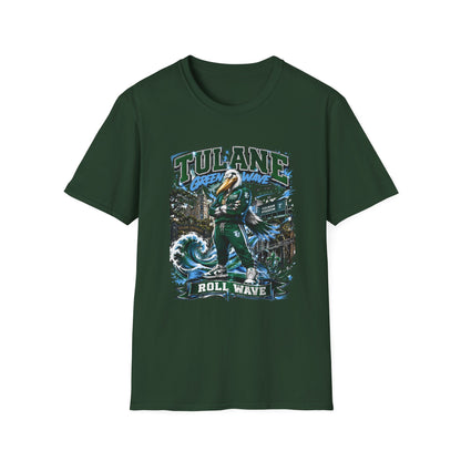 Tulane Green Wave T-Shirt – Collegiate Mascot 'Roll Wave' Fan Tee