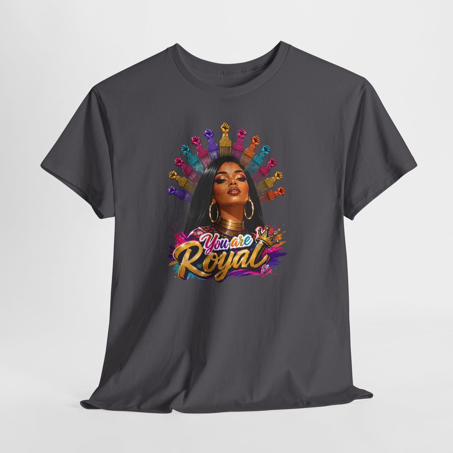 You Are Royal Graphic Tee — Empowering Black Queen Portrait T‑Shirt