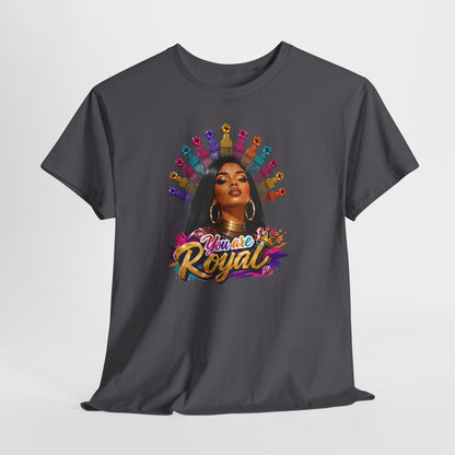 You Are Royal Graphic Tee — Empowering Black Queen Portrait T‑Shirt