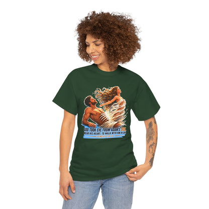 Biblical Adam & Eve Graphic Tee — "God Took Eve From Adam’s Side" Inspirational Christian T-Shirt