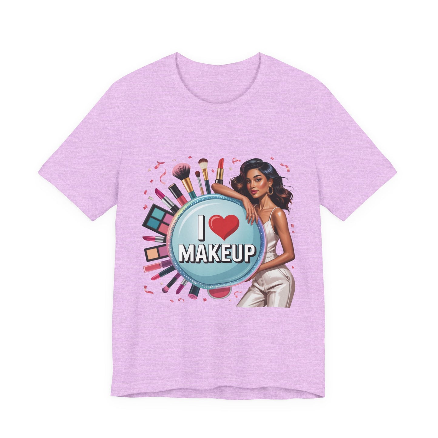 Makeup Lovers Tee, I Love Makeup Shirt, Beauty Enthusiast Gift, Fashionable Short Sleeve Shirt, Ideal for Makeup Artists, Birthday Gift