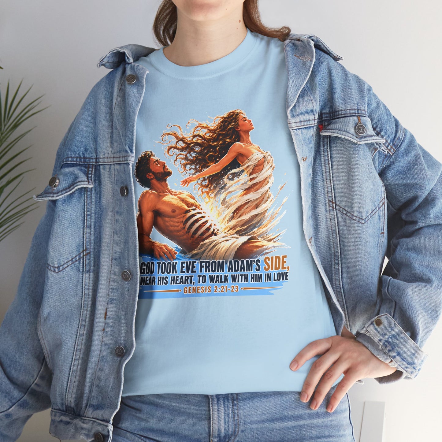 Biblical Adam & Eve Graphic Tee — "God Took Eve From Adam’s Side" Inspirational Christian T-Shirt