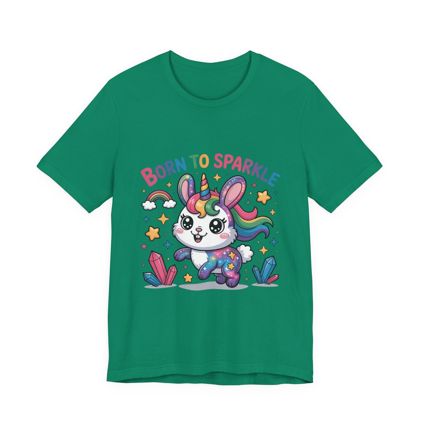 Born to Sparkle Bunny Tee, Cute Animal T-Shirt, Unisex Fun Shirt, Rainbow Graphic Tee, Kids & Adults Gift, Birthday Party Outfit