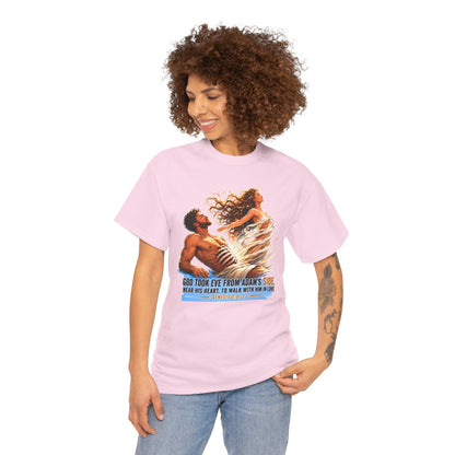 Biblical Adam & Eve Graphic Tee — "God Took Eve From Adam’s Side" Inspirational Christian T-Shirt