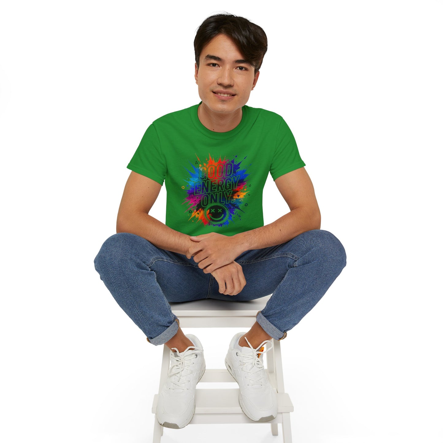 Good Energy Only T-Shirt — Colorful Splash Graphic Tee
