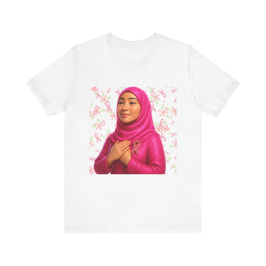 Inspirational Pink Hijab Tee, Breast Cancer Awareness Shirt, Faith & Hope Unisex T-Shirt, Modest Fashion Top, Gift for Her