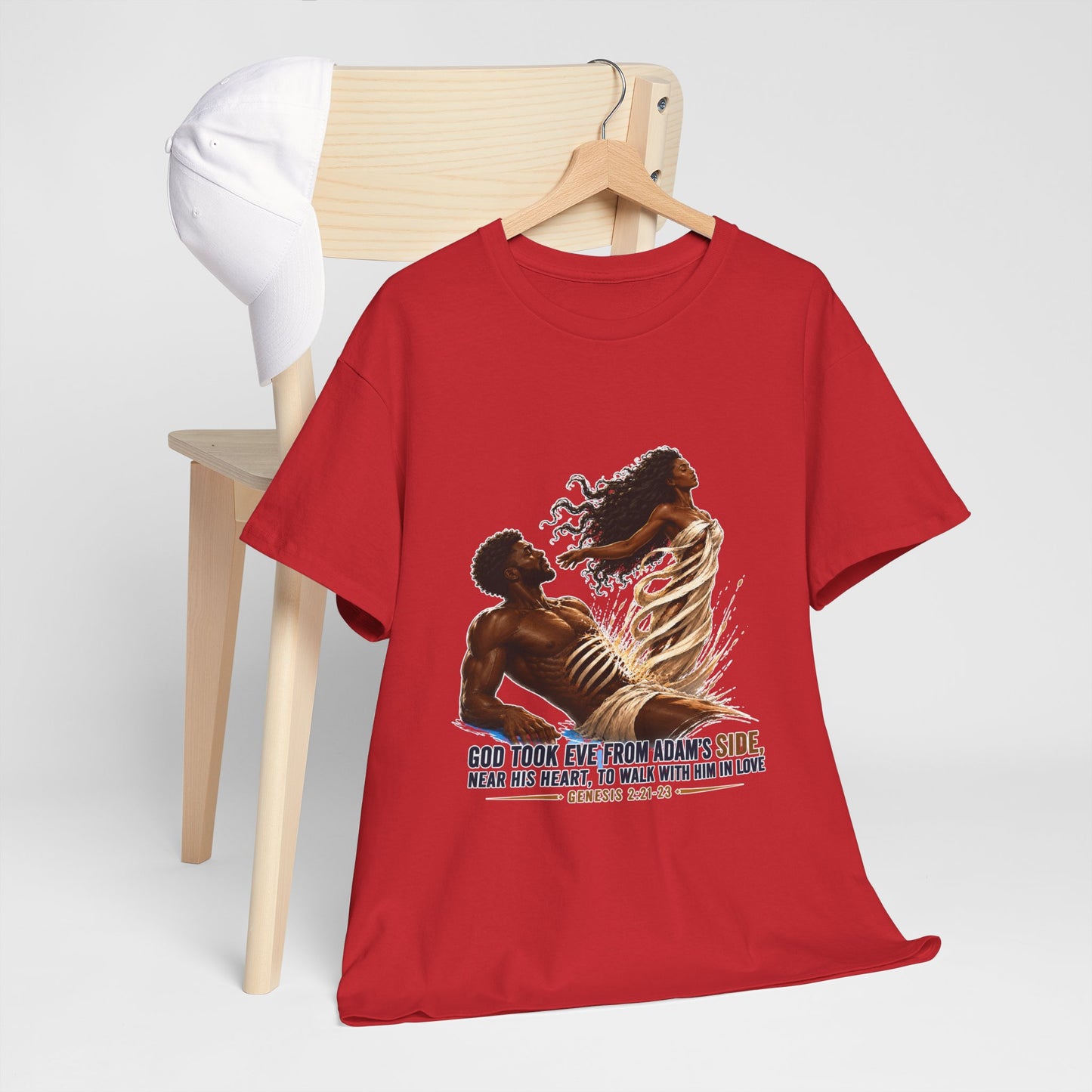 Christian Faith T-Shirt – 'God Took Eve From Adam's Side' Biblical Couple Tee