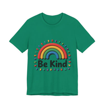 Be Kind Rainbow Tee - Unisex Jersey Short Sleeve T-Shirt, Casual Wear, Gifts for Friends, Positive Vibes, Everyday Apparel, Rainbow Shirt