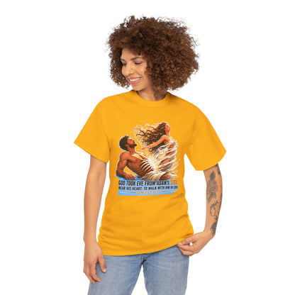 Biblical Adam & Eve Graphic Tee — "God Took Eve From Adam’s Side" Inspirational Christian T-Shirt