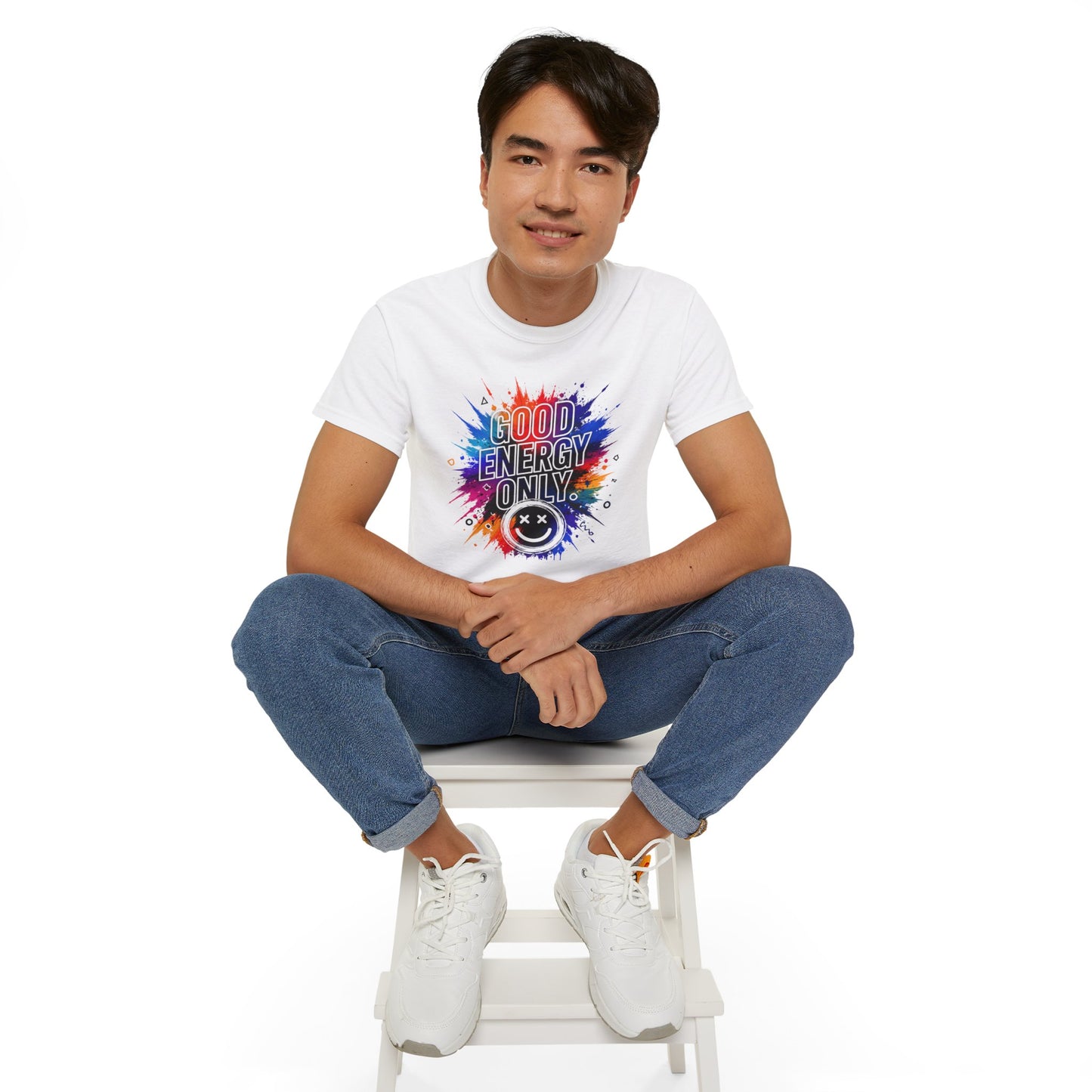 Good Energy Only T-Shirt — Colorful Splash Graphic Tee