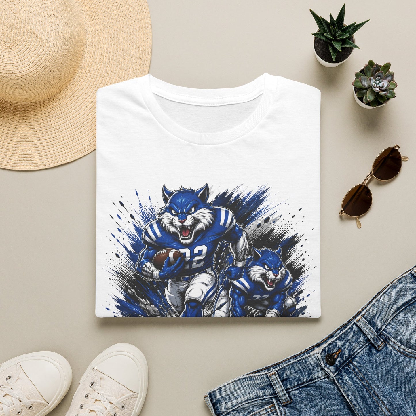 Varnado High School Wildcats Football Mascot T-Shirt